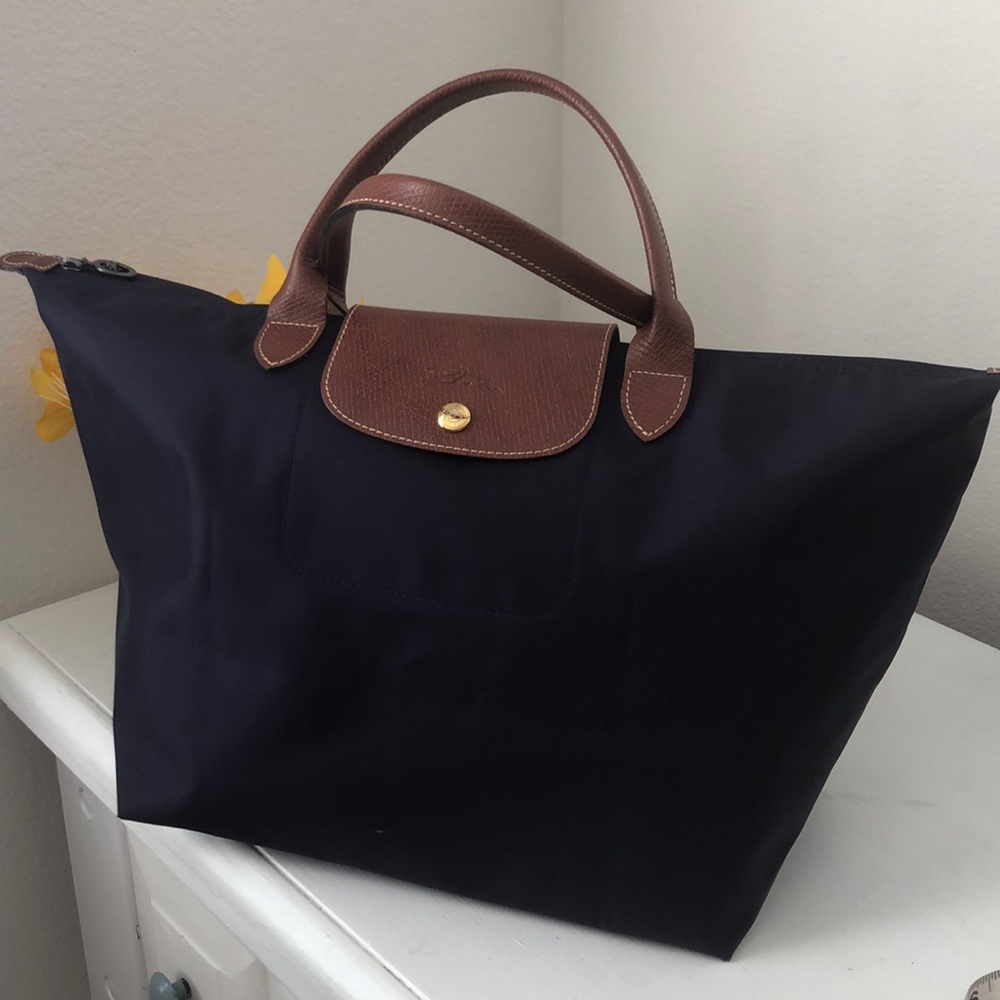 Longchamp Le Pliage med tote in deep blue